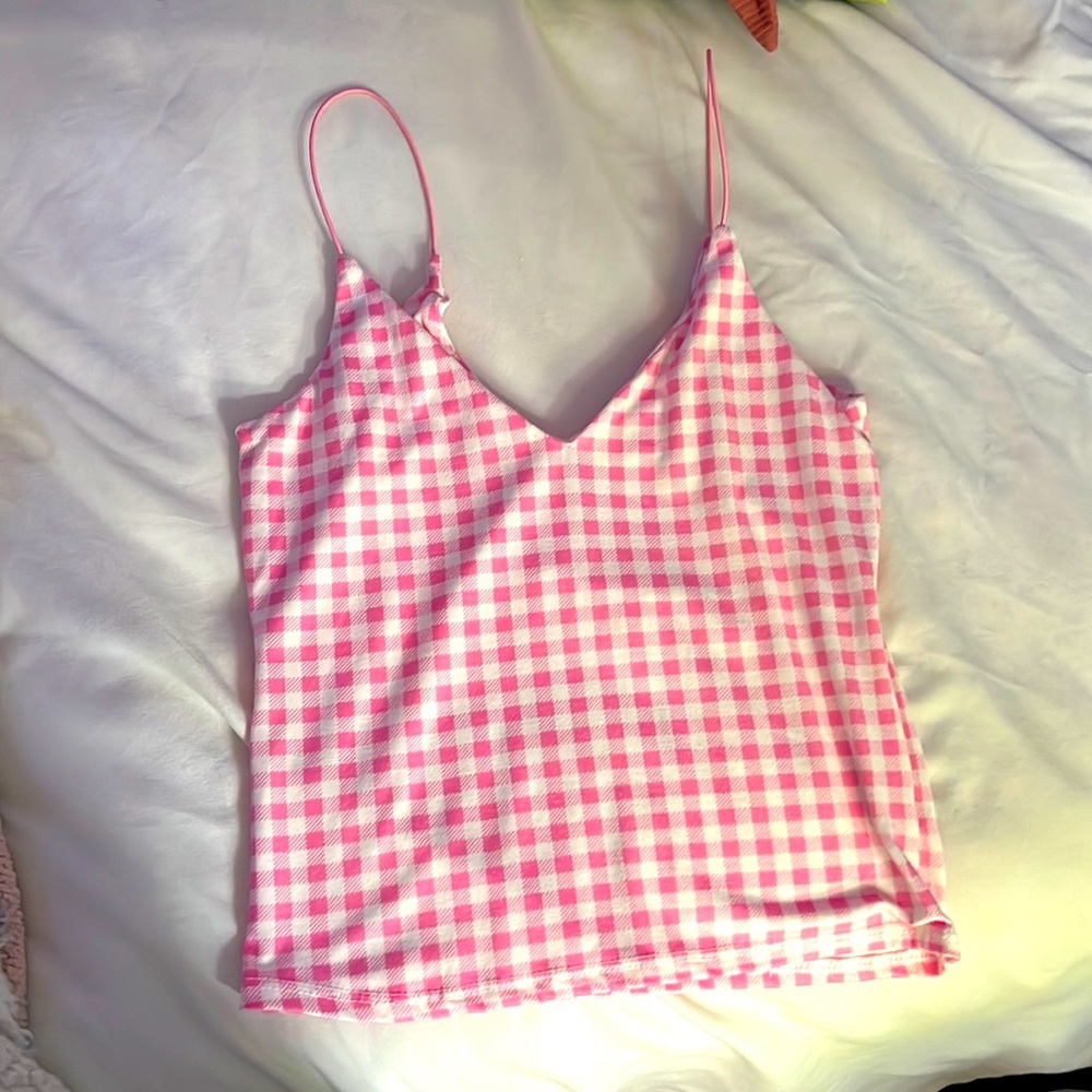 PINK CHECKERED WOMENS TANK TOP!!